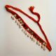 Red Threads And Mirror Shell Choker Necklace Adjustable